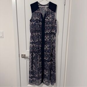 Vince Camuto Blue Purple Tribal Print Sheet Maxi Dress With Slip Size XL Women’s